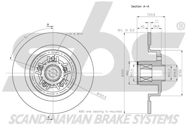 SBS 1815313986 Rear brake disc, non-ventilated 1815313986