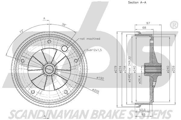 SBS 1825254718 Rear brake drum 1825254718
