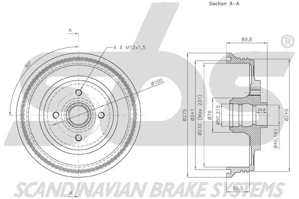 SBS 1825254732 Rear brake drum 1825254732
