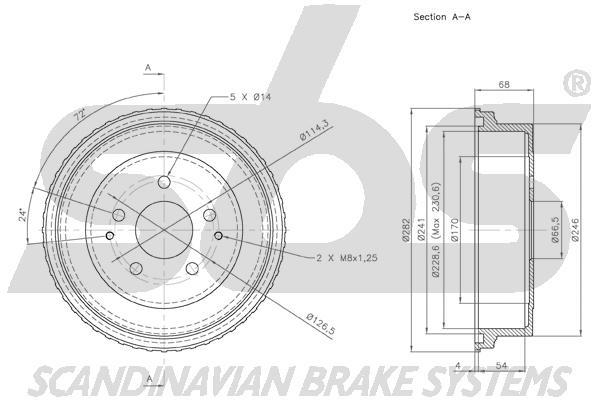 SBS 1825255105 Rear brake drum 1825255105
