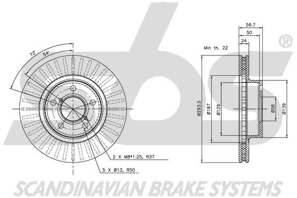 SBS 1815314412 Front brake disc ventilated 1815314412