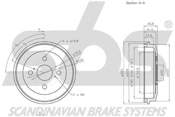 SBS 1825259909 Rear brake drum 1825259909