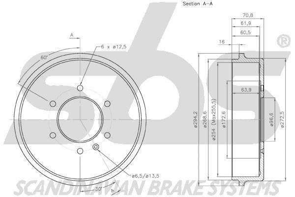 SBS 1825261401 Rear brake drum 1825261401