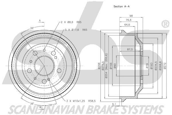 SBS 1825261901 Rear brake drum 1825261901