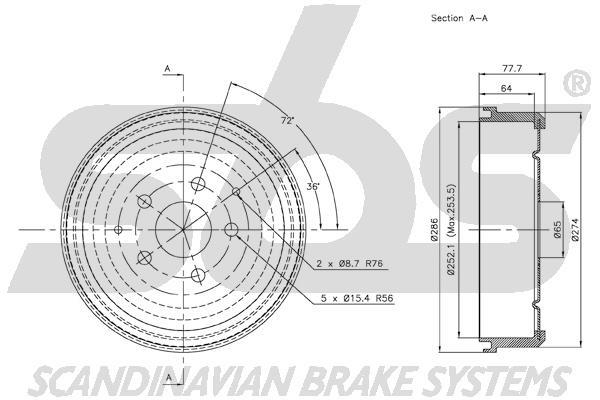 SBS 1825264706 Rear brake drum 1825264706
