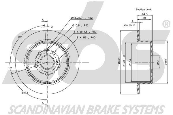 SBS 1815314558 Rear brake disc, non-ventilated 1815314558