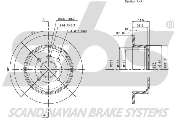 SBS 1815315007 Rear brake disc, non-ventilated 1815315007
