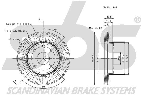 SBS 1815315010 Front brake disc ventilated 1815315010