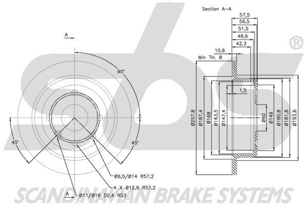 SBS 1815315011 Rear brake disc, non-ventilated 1815315011