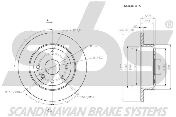 SBS 1815315017 Rear brake disc, non-ventilated 1815315017