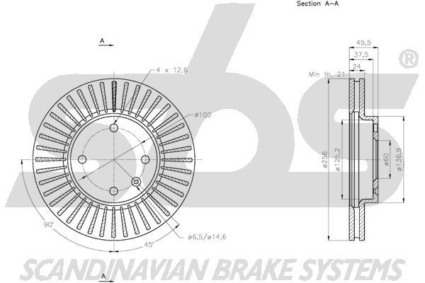 SBS 1815315019 Front brake disc ventilated 1815315019