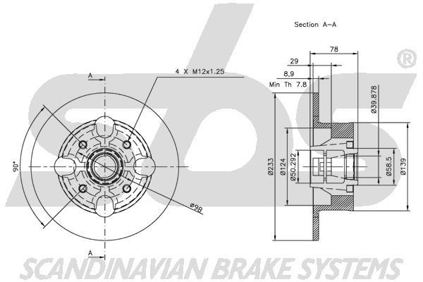 SBS 1815201002 Rear brake disc, non-ventilated 1815201002
