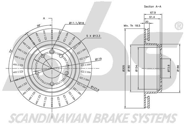 SBS 1815201221 Rear ventilated brake disc 1815201221