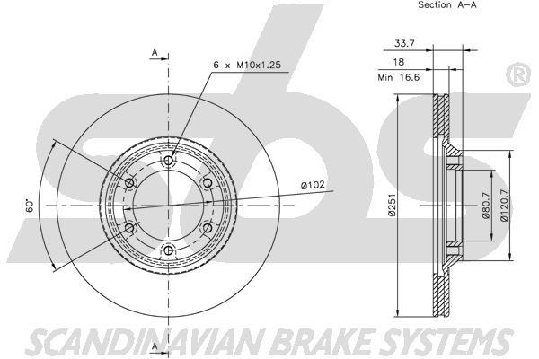 SBS 1815201401 Front brake disc ventilated 1815201401