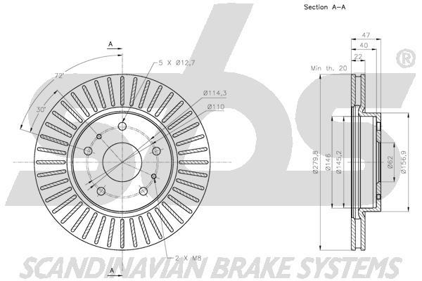 SBS 1815315219 Front brake disc ventilated 1815315219
