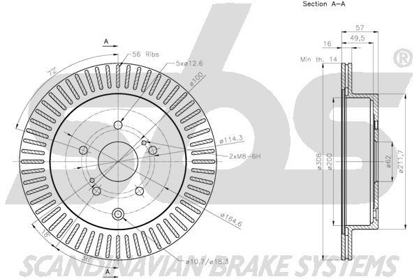 SBS 1815315221 Rear ventilated brake disc 1815315221