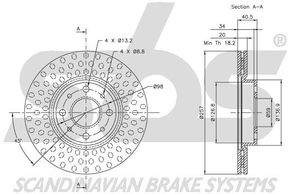 SBS 1815319921 Front brake disc ventilated 1815319921