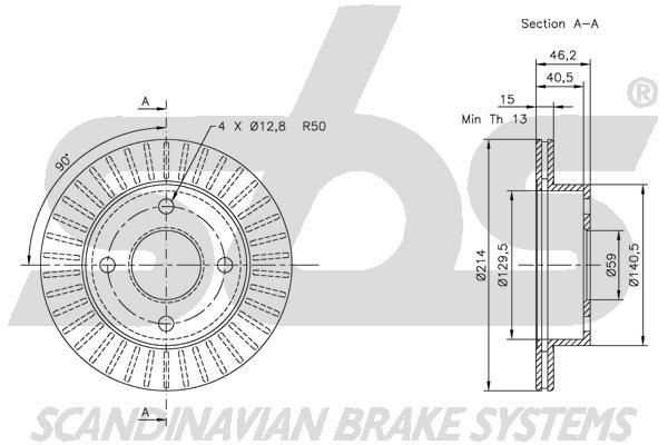 SBS 1815202241 Front brake disc ventilated 1815202241