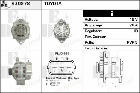 EDR 930278 Alternator 930278