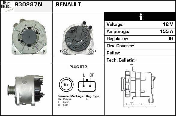 EDR 930287N Alternator 930287N