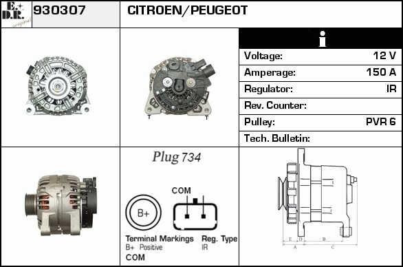 EDR 930307 Alternator 930307