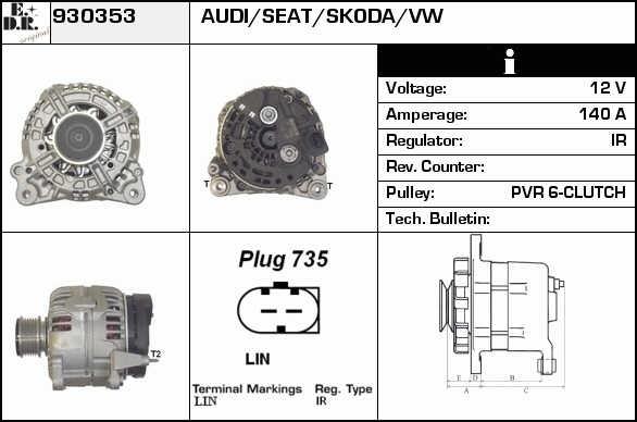 EDR 930353 Alternator 930353