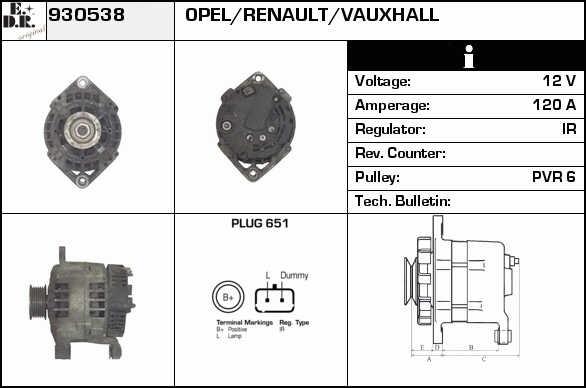 EDR 930538 Alternator 930538