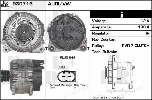 EDR 930716 Alternator 930716