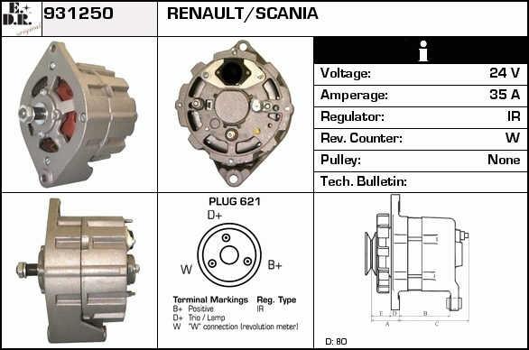 EDR 931250 Alternator 931250