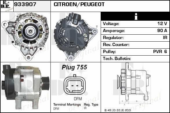 EDR 933907 Alternator 933907