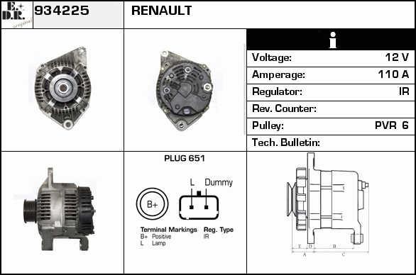 EDR 934225 Alternator 934225