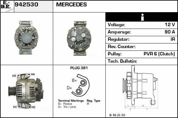 EDR 942530 Alternator 942530