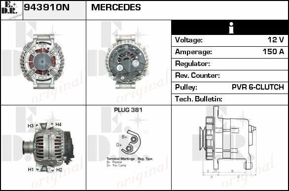 EDR 943910N Alternator 943910N