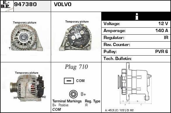 EDR 947380 Alternator 947380