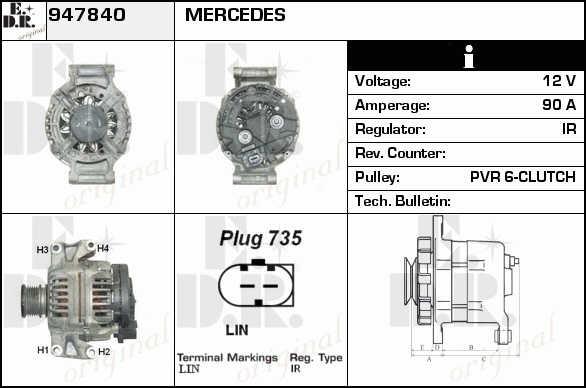 EDR 947840 Alternator 947840