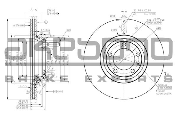 Akebono BN-1281 Front brake disc ventilated BN1281