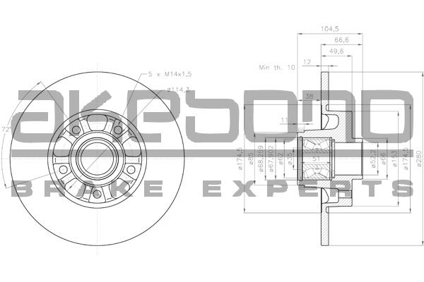 Akebono BN-1208 Brake disk BN1208