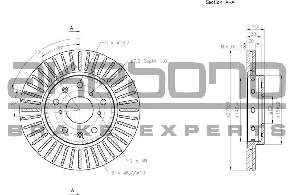 Akebono BN-0956 Brake disk BN0956