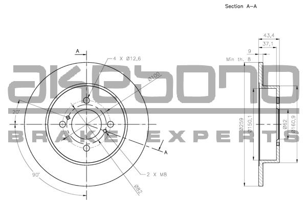 Akebono BN-0802 Brake disk BN0802