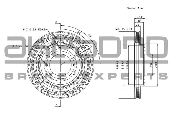 Akebono BN-0754 Front brake disc ventilated BN0754