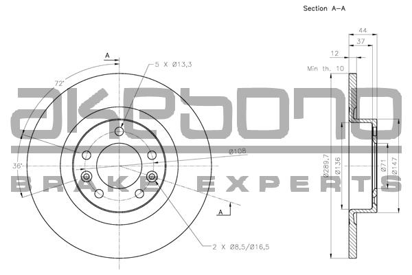 Akebono BN-0710 Brake disk BN0710