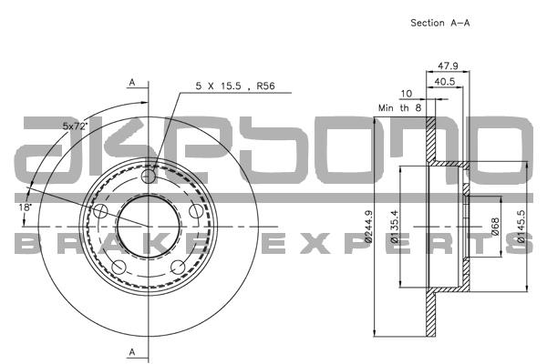 Akebono BN-0436 Rear brake disc, non-ventilated BN0436