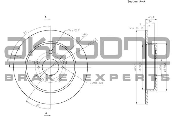 Akebono BN-0424 Brake disk BN0424