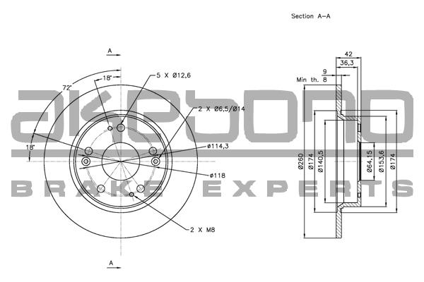 Akebono BN-0404 Rear brake disc, non-ventilated BN0404