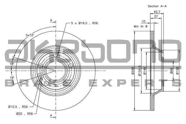Akebono BN-0137 Rear brake disc, non-ventilated BN0137
