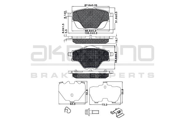 Akebono AN-986K Brake Pad Set, disc brake AN986K