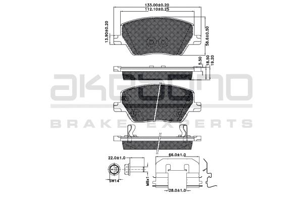 Akebono AN-960K Brake Pad Set, disc brake AN960K