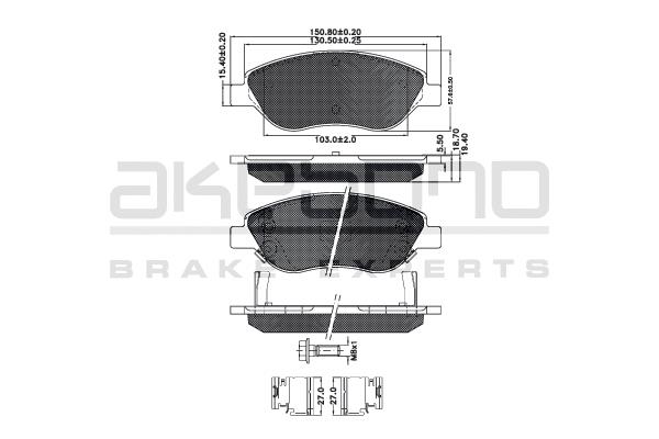 Akebono AN-936K Brake Pad Set, disc brake AN936K