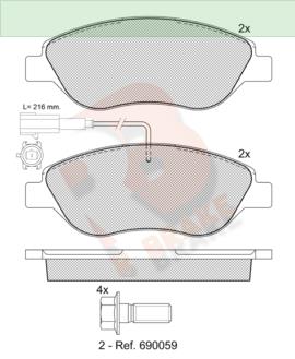 R Brake RB1445-203 Front disc brake pads, set RB1445203