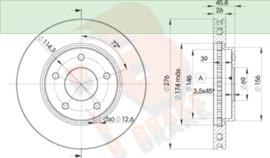 R Brake 78RBD25923 Front brake disc ventilated 78RBD25923